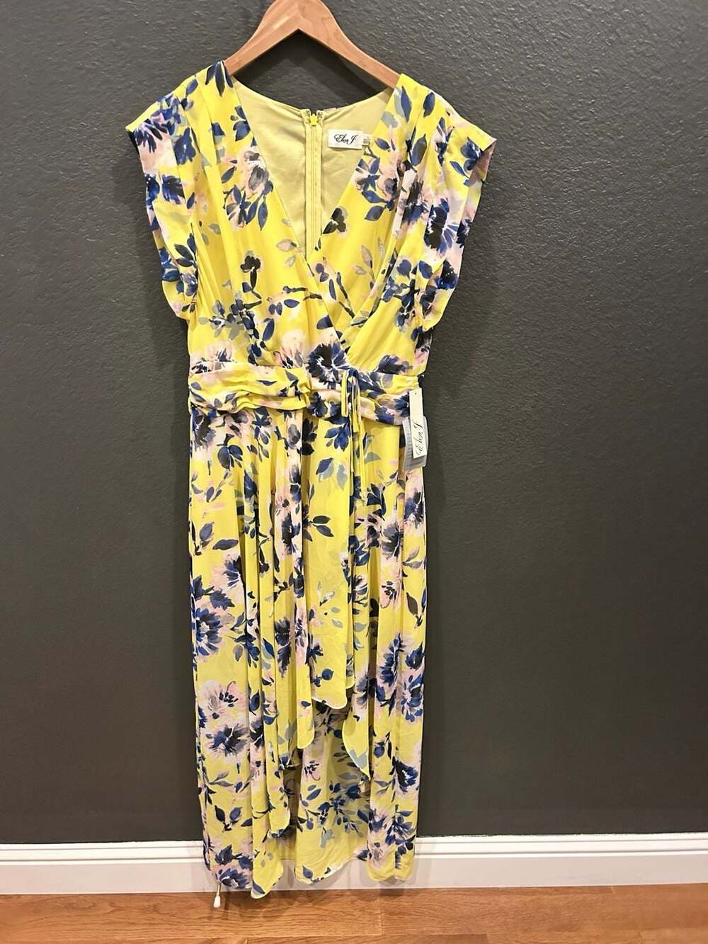Eliza J Floral Print Chiffon High-Low Maxi Dress